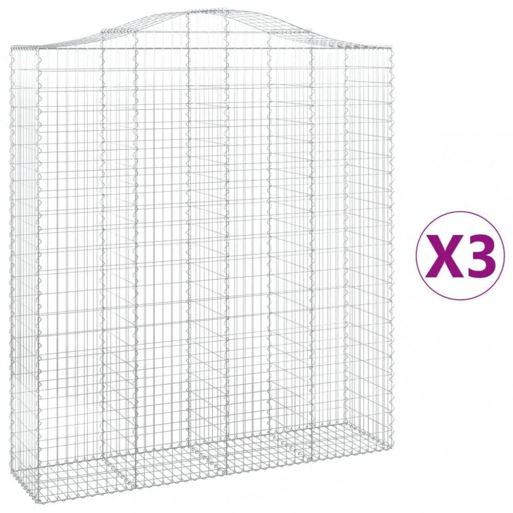 3 db íves horganyzott vas gabion kosár 200x50x220/240 cm