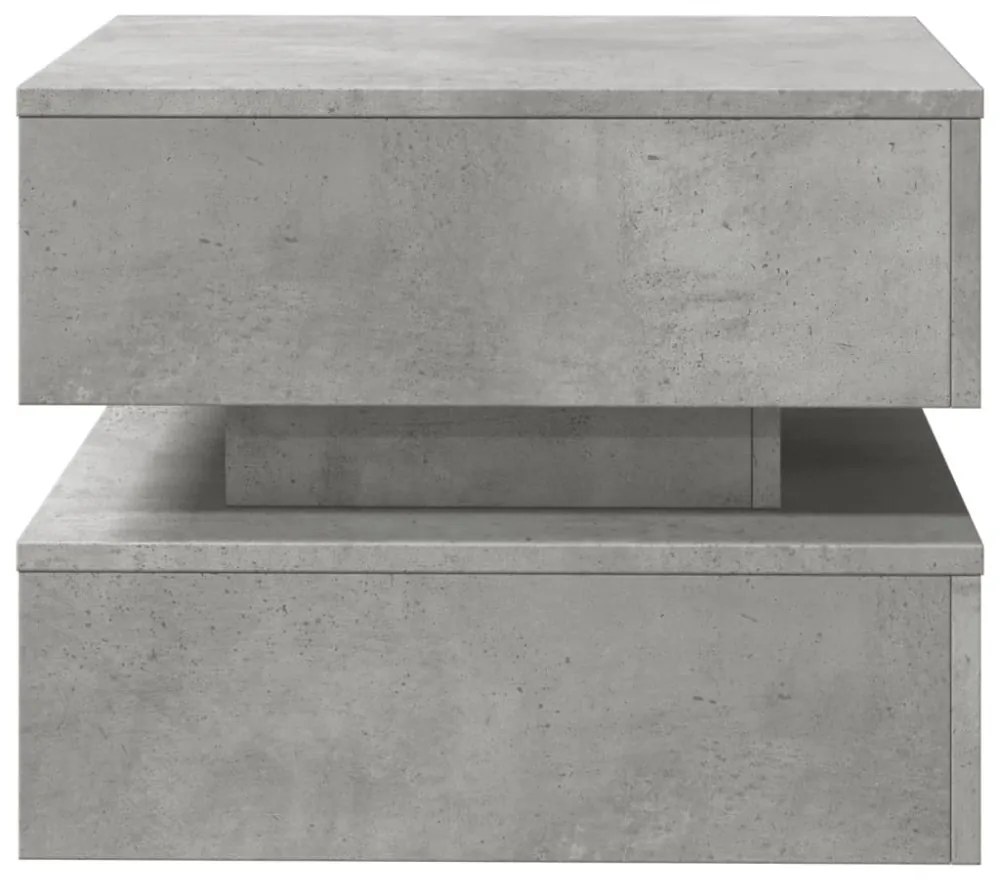 betonszürke dohányzóasztal LED-lámpákkal 50 x 50 x 40 cm