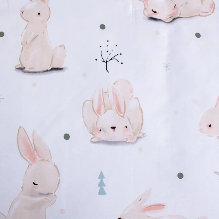 Pamut ágynemű babaágyba BUNNIES fehér Ágyneműhuzat mérete: 40 x 60 cm | 100 x 135 cm