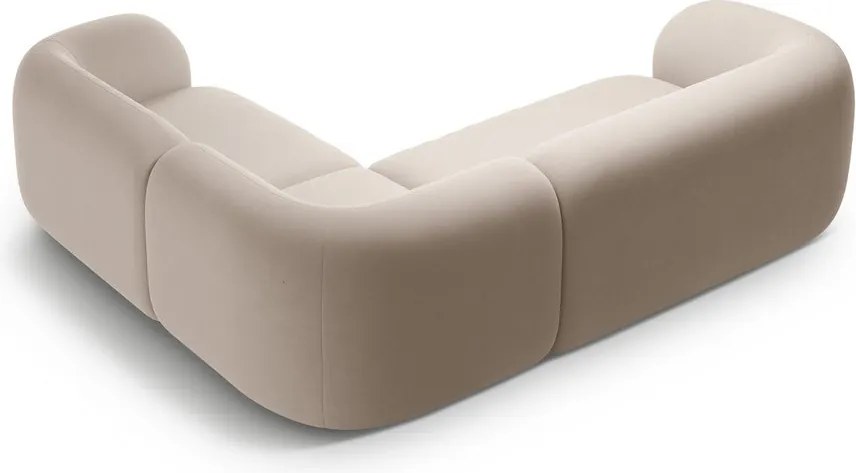 Bézs bársony sarokkanapé (jobb oldali-L alakú) Kate – Micadoni