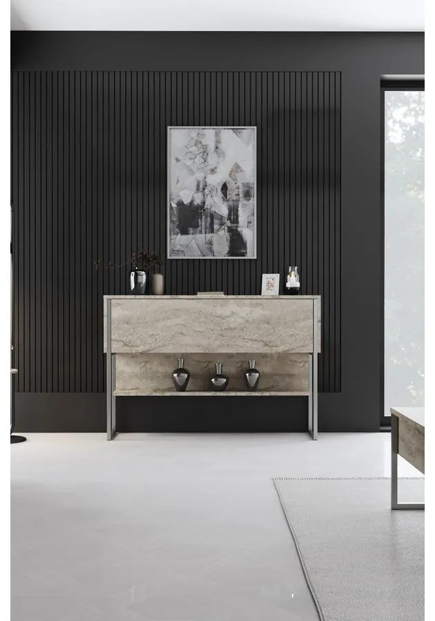 Komód Luxe - Travertine, Silver
