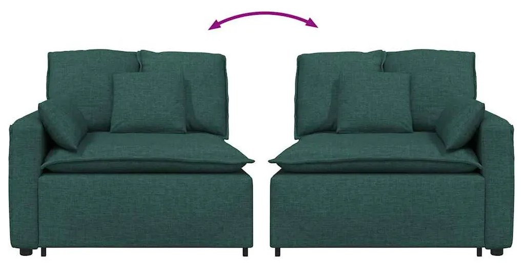 sötétzöld moduláris kanapé karfás végmodul párnákkal 100 cm