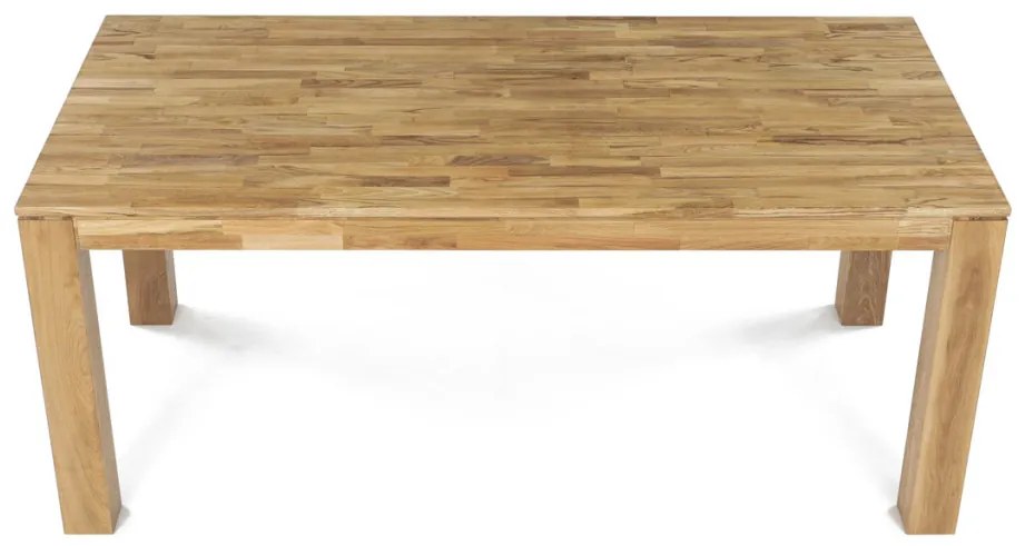 Étkezőasztal 180x90x75, tömör fehér tölgy, olajos felületkezelés, 10x10 cm-es lábak
