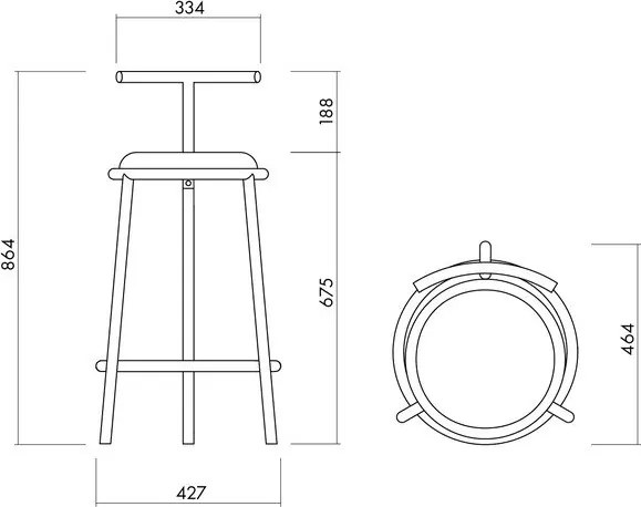 Borvörös fém bárszék (ülésmagasság 68 cm) Hogo – noo.ma