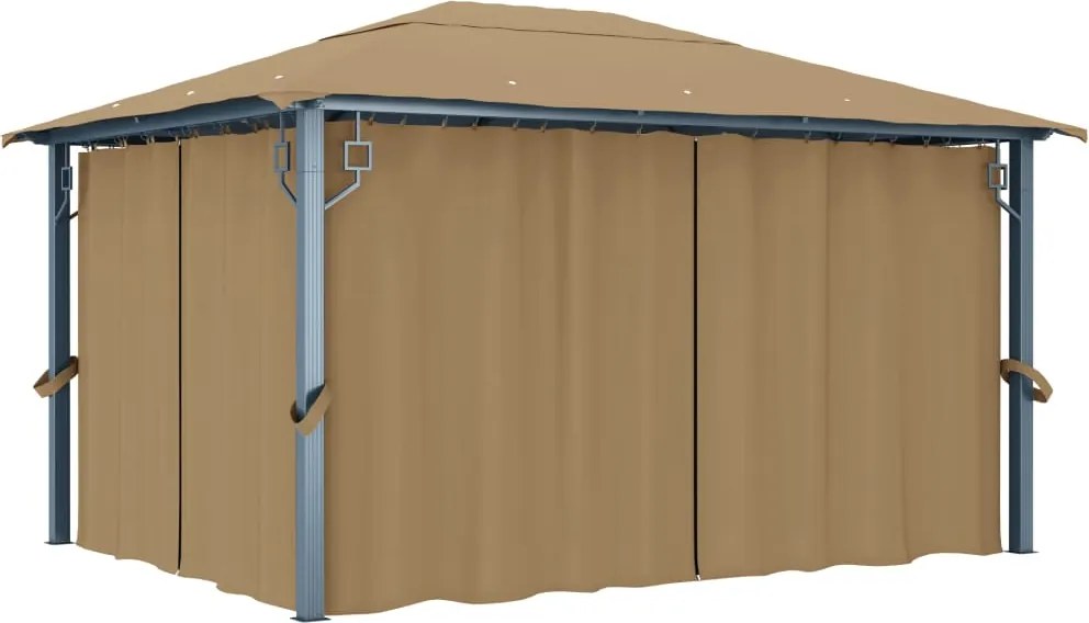 vidaXL tópszínű alumíniumpavilon függönnyel 400 x 300 cm