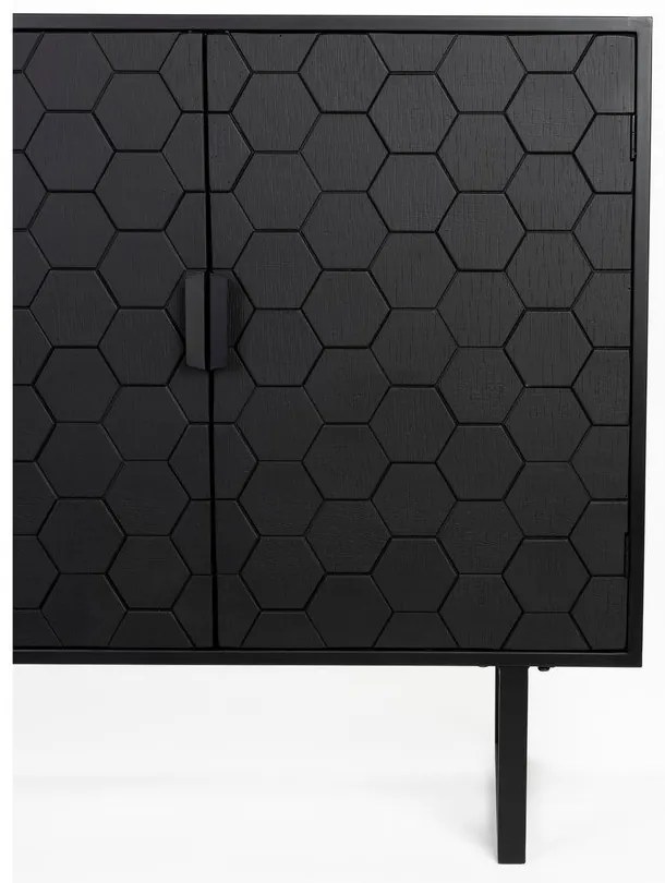 Fekete borovi fenyő alacsony komód 135x90 cm Linc – White Label