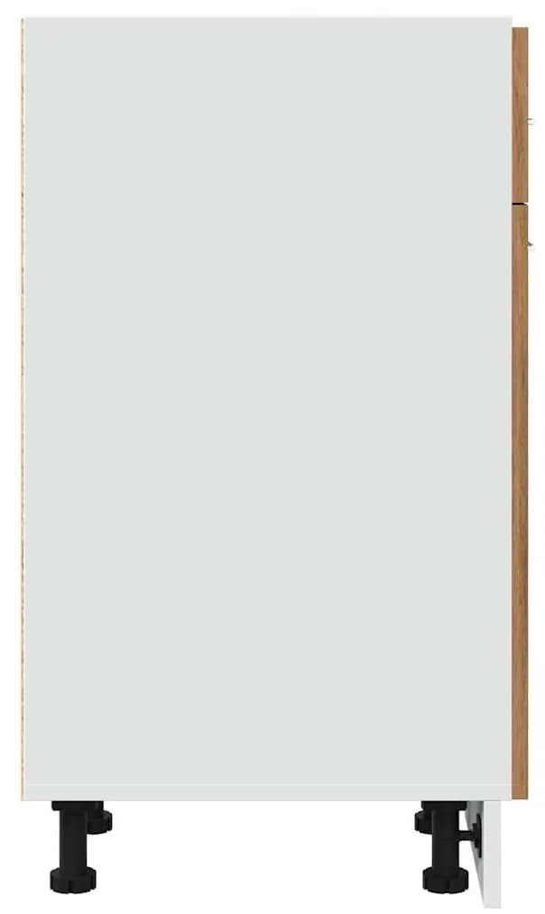 “Lyon” kézműves tölgyszínű szerelt fa fiókos alsószekrény