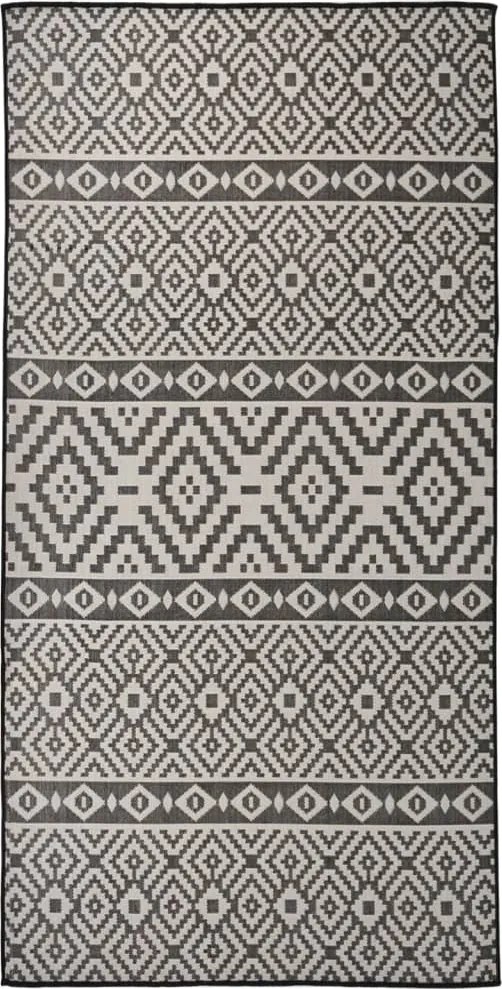 vidaXL fekete csíkos lapos szövésű kültéri szőnyeg 100 x 200 cm