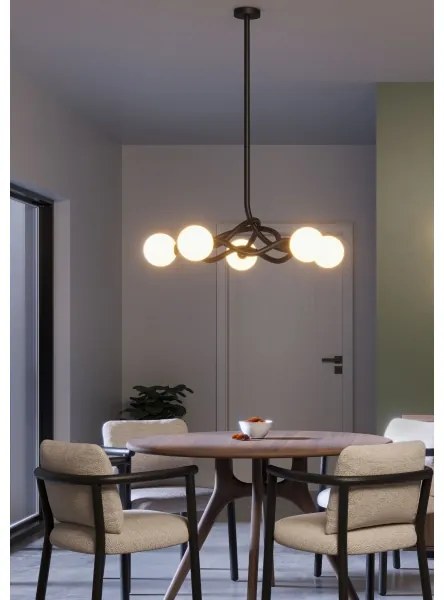 Redo 01-3259 - Csillár rúddal CONFUSIO 5xE14/28W/230V átm. 96 cm fekete