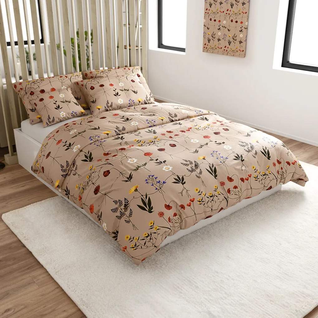 HERBAR bézs mikroplüss ágyneműhuzat Ágyneműhuzat mérete: 2 db 70 x 90 cm | 200 x 220 cm