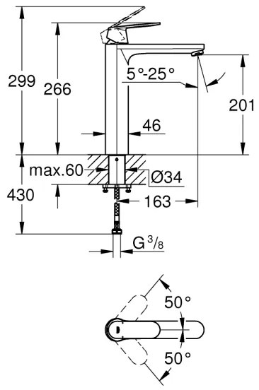 GROHE 23921000 - EUROSMART COSMOPOLITAN XL mosdócsaptelep, fényes króm