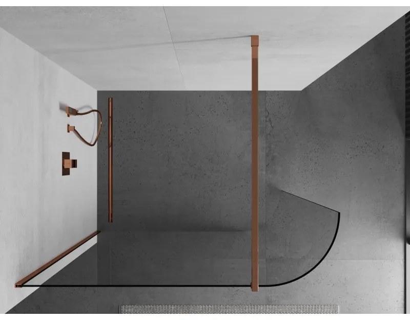 Mexen Kioto, lekerekített zuhanyparaván 150 x 200 cm, 8 mm átlátszó üveg, rózsaszín arany profil, 800-150-101-60-06