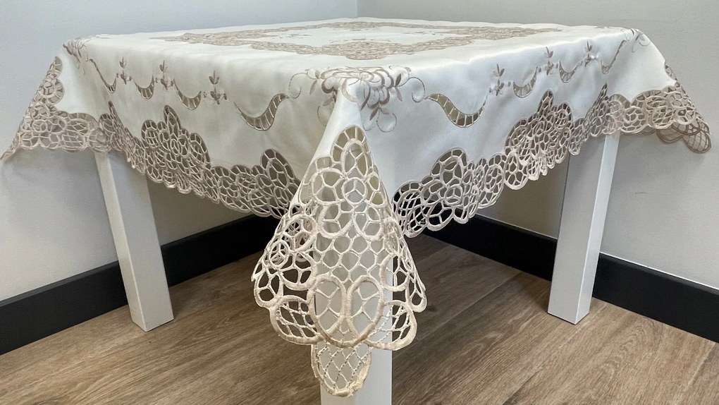 Abrosz Hímzett Elegáns Ecru Bézs 145x220