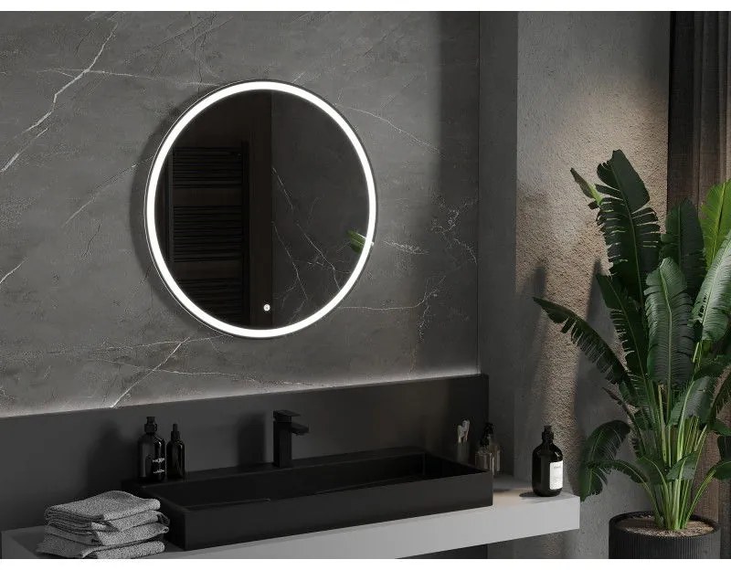 Mexen Gobi, LED kör alakú fürdoszobai tükör háttérvilágítással 80 cm, 6000K, páramentes, 9801-080-080-611-00