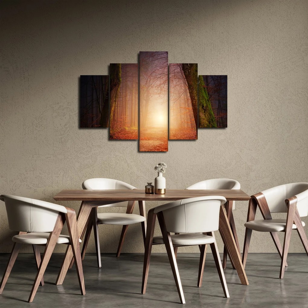 Őszi erdő képe a ködben (150x105 cm)