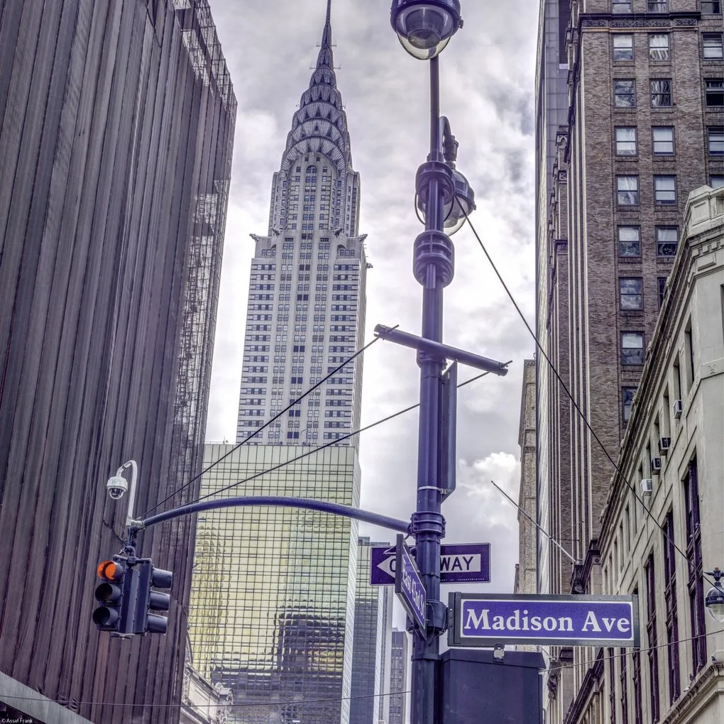 Poszter 40x40cm New York város alaprajza Chrysler épületével, Assaf Frank