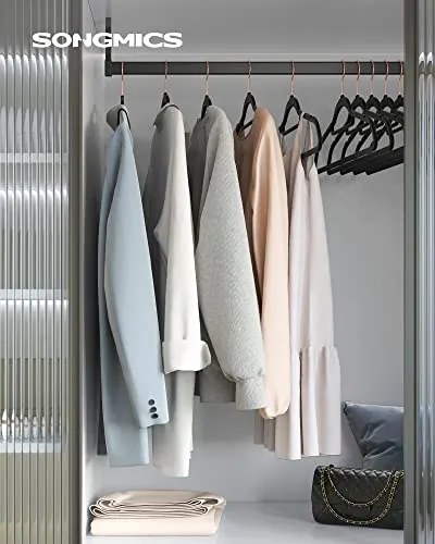 Bársony fogasok, 50 darabos ruhafogas készlet, rosegold és fekete