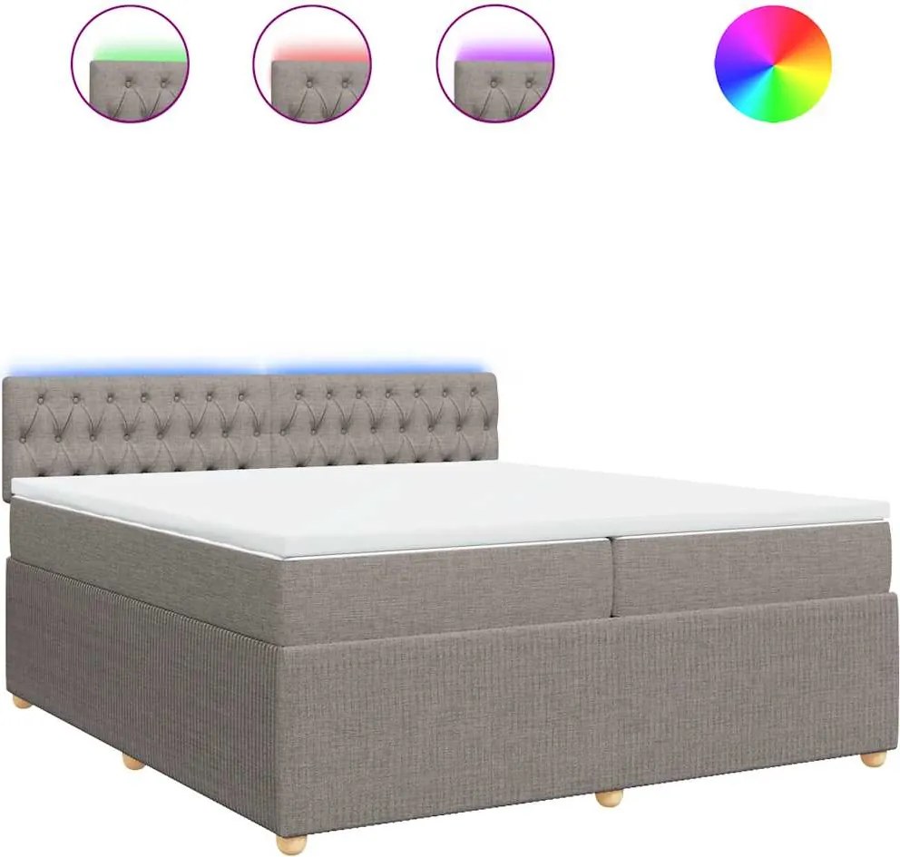 vidaXL tópszínű szövet rugós ágy matraccal 200 x 200 cm