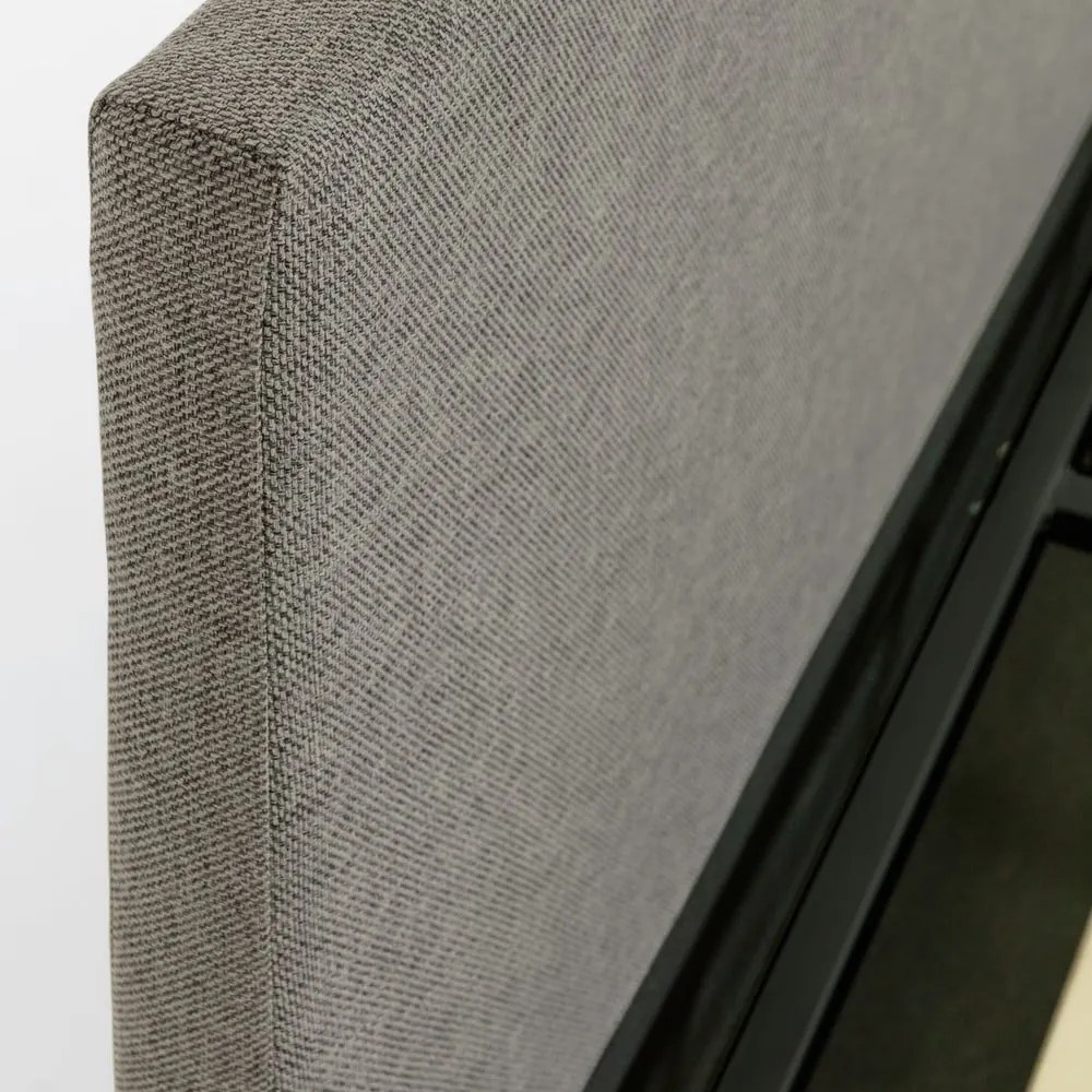 Szürke kárpitozott ágyneműtartós franciaágy ágyráccsal 180x200 cm Nahiri – Kave Home