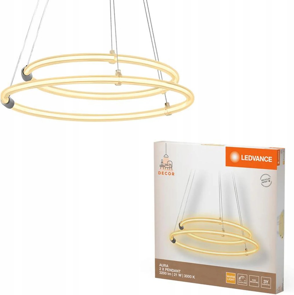 Mennyezeti Lámpa Függő Dekoratív Led 21W 2400lm 3000K Túlnyúlás Szürke Dekoráció