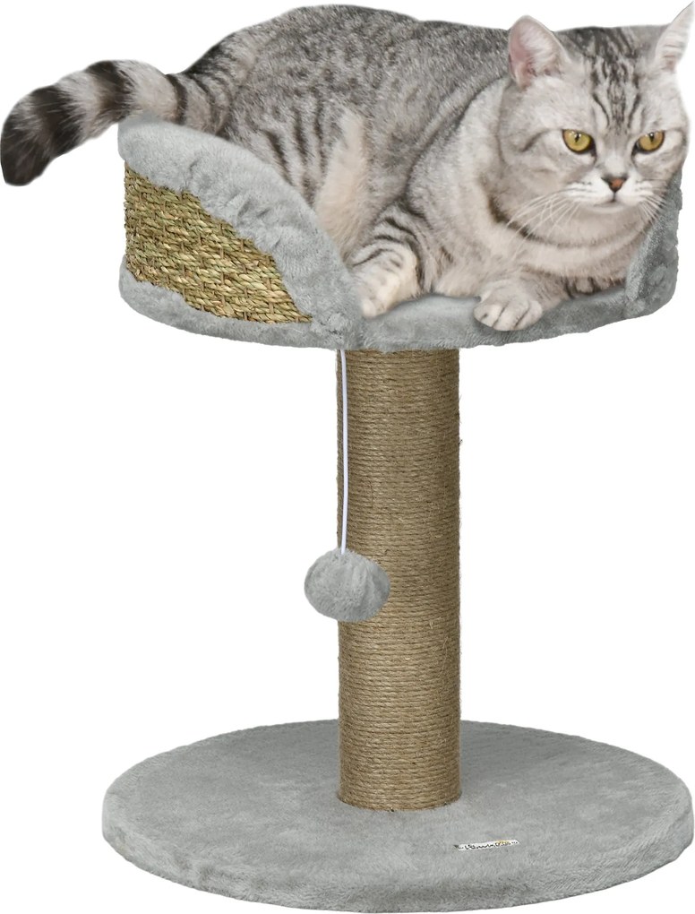 PawHut Kaparófa 49 cm Kis Macska Torony Játszófallal, Siszálos Posztokkal, Platformmal, Macska Kaparófa, Mászófa, Kis Macskák Számára, Szürke | Aosom