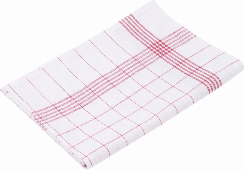 3 db-os lenvászon törlőkendő szett, 50x70cm, piros kockás