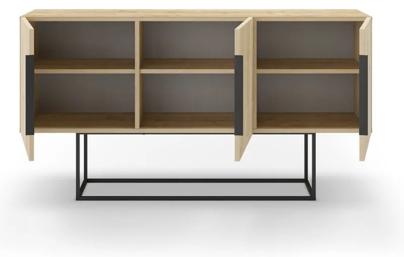 Natúr színű alacsony komód tölgyfa dekorral 150x80 cm Titan – Marckeric