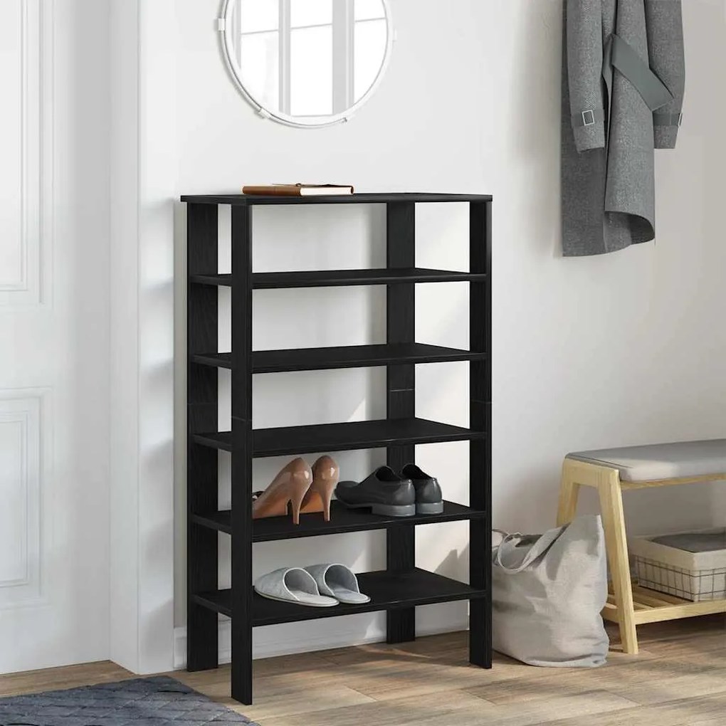 fekete szerelt fa cipőtároló szekrény 61x32x105 cm
