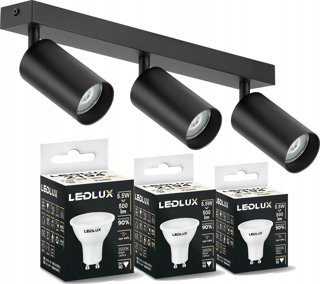 Készlet Falra szerelhető LED-es függesztett mennyezeti lámpa 3 x GU10 5,5W