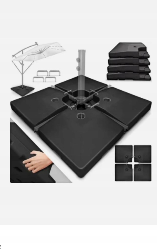 Esernyőtartó Állvány Fekete 90L/120KG 4 Részes Tillvex