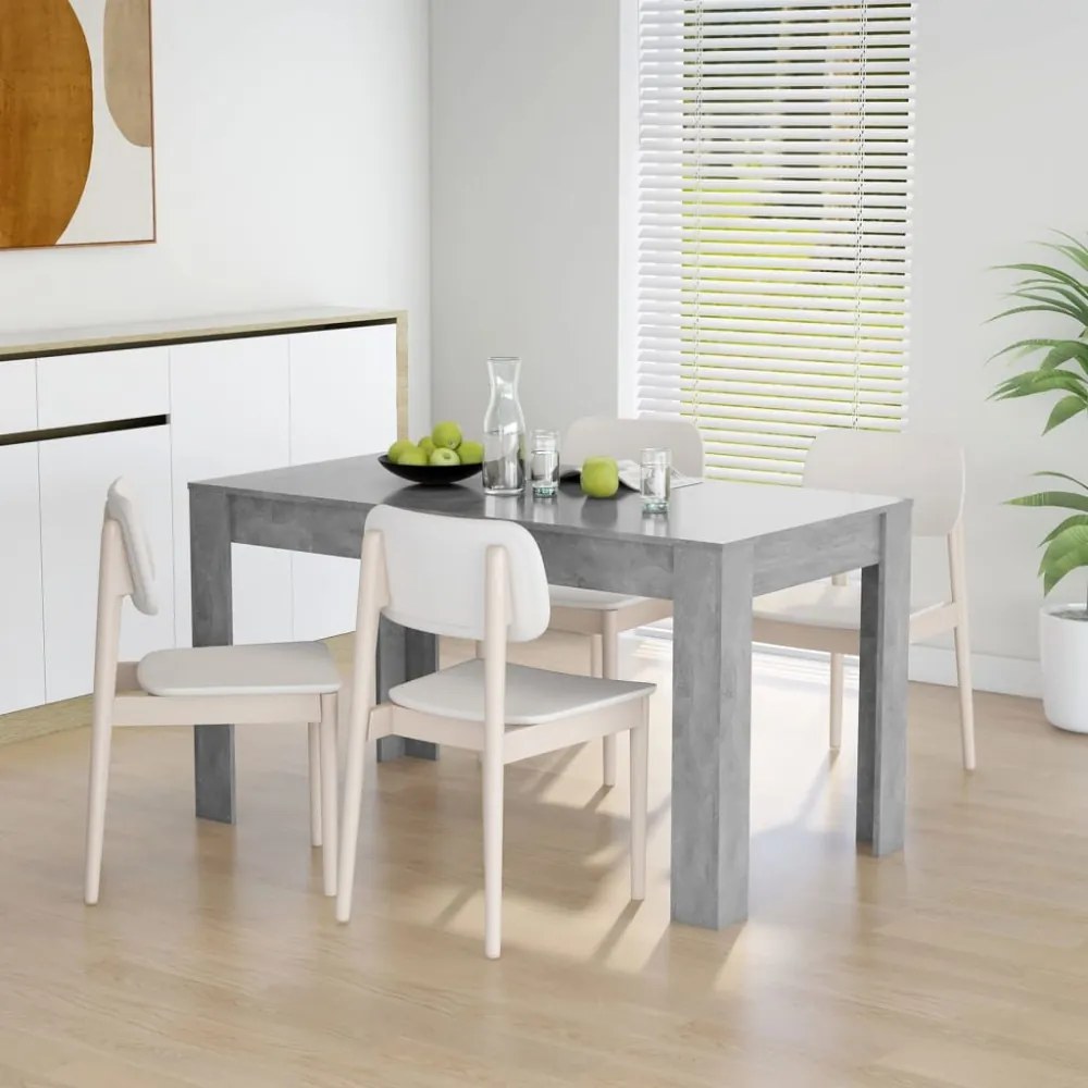 betonszürke szerelt fa étkezőasztal 140 x 74,5 x 76 cm