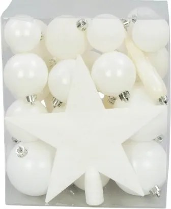 Törhetetlen Karácsonyfadísz Szett Csillaggal És Jégcsappal 32 Db-os Fehér