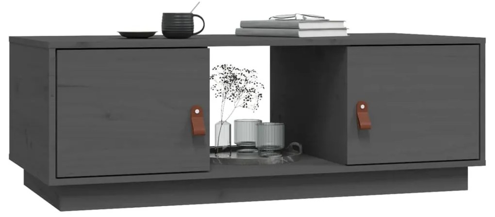 Szürke tömör fenyőfa dohányzóasztal 100 x 50 x 35 cm