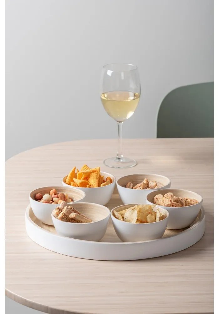 Fehér bambusz szervírozó készlet ø 32 cm Puro – PT LIVING