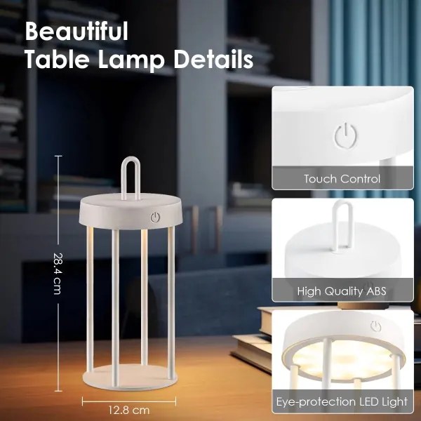 LED fényerőszabályozható kültéri újratölthető érintésvezérlésű asztali lámpa GENTLE LED/1,5W/3,7V 3000 mAh IP44 fehér