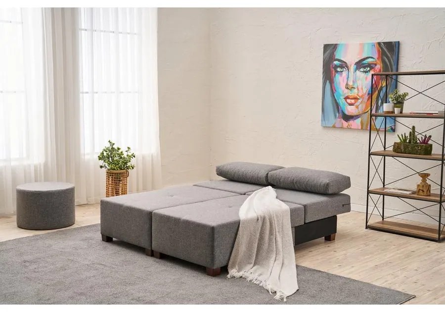 3 személyes kanapéágy Perenna Linen - Szürke