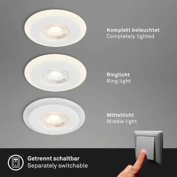 Briloner 7039036 - 3 darabos LED szett: fürdőszobai süllyesztett lámpa 3xLED/5W/230V IP44 fehér