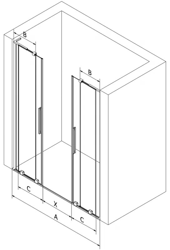 Mexen Velar L Duo, tolózuhanyajtó nyitáshoz 170 cm, 8 mm átlátszó üveg, fehér matt, 871-170-003-02-20