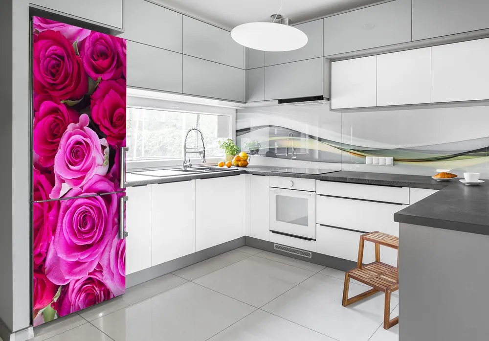 Hűtő matrica Rózsaszín rózsa FridgeStick-70x190-f-119338760