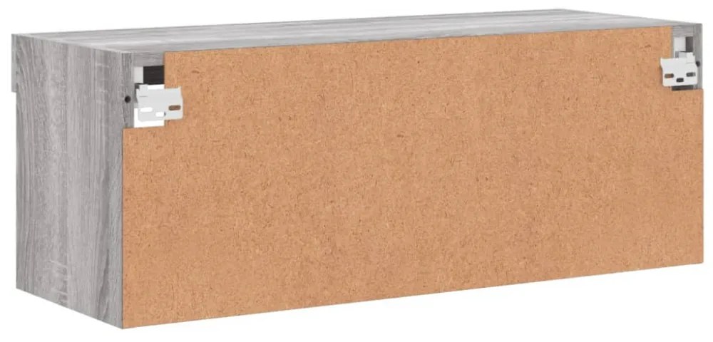 szürke sonoma színű TV-szekrény LED-világítással 80x30x30 cm