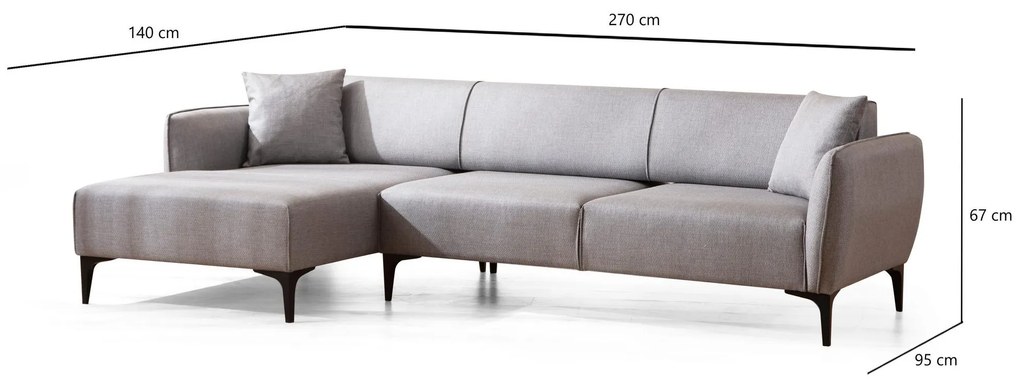 Sarokkanapé Belasemma (B) (szürke + fekete). 1106782