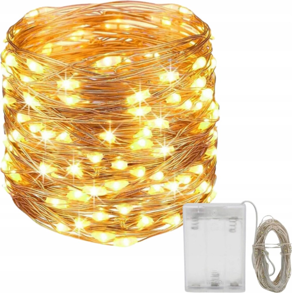 Karácsonyfadísz Lámpa 100LED Elemes Nem Tartozék Meleg Fehér