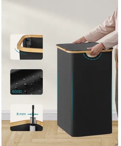 TATE fekete szennyeskosár