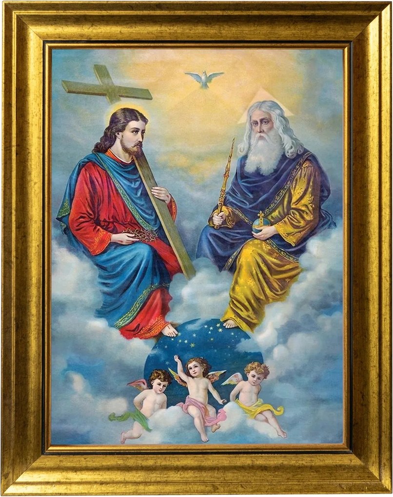 Szentháromság Szakrális Vászonkép Arany Keretben 30X40