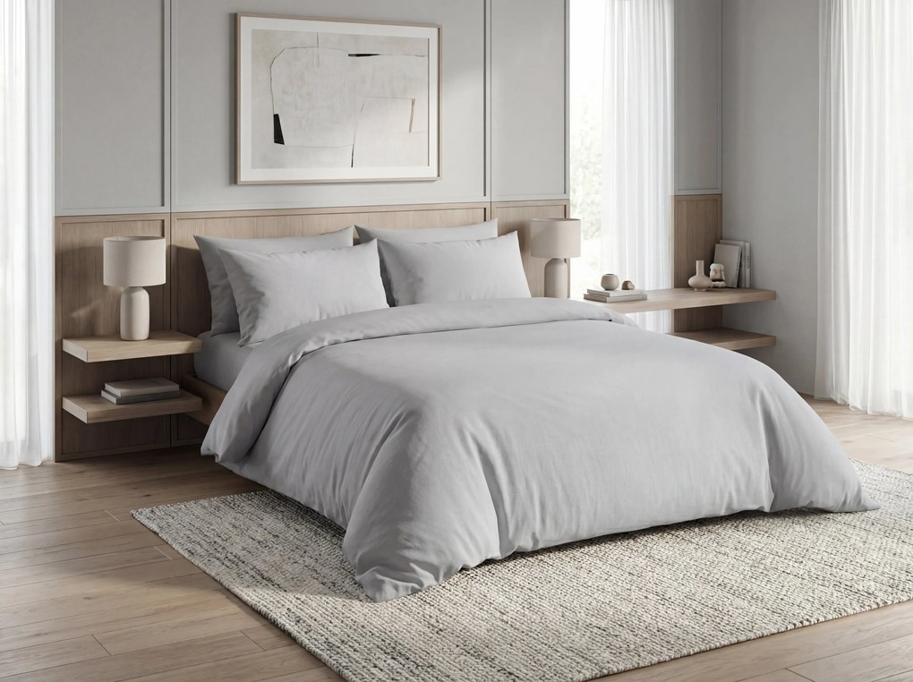 Pamut ágynemű CALMORA világosszürke Ágyneműhuzat mérete: 2 db 70 x 90 cm | 200 x 220 cm