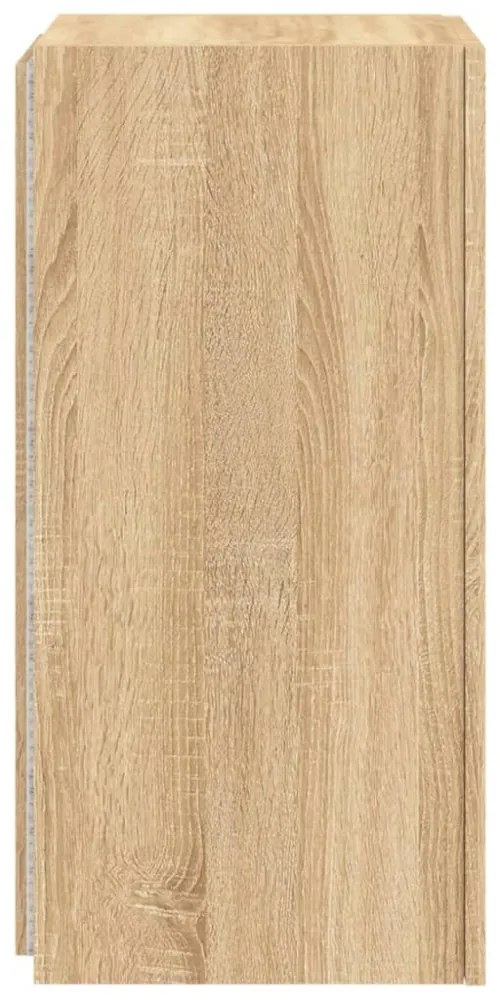 2 db sonoma tölgy színű fali TV-szekrény LED-del 30,5x35x70 cm