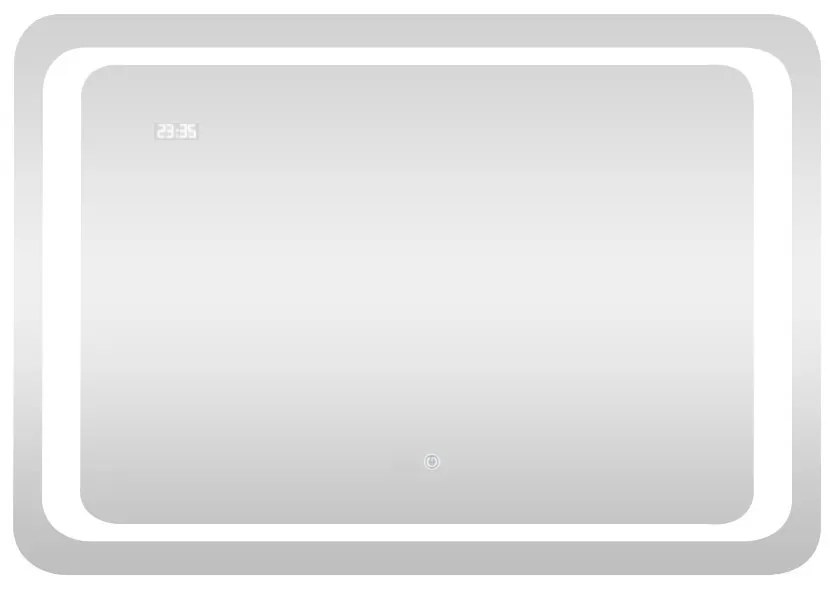 Viva AURA fürdőszoba tükör - érintőkapcsolós - páramenetesítős - órával - LED - FEKVŐ - 80 x 60 cm