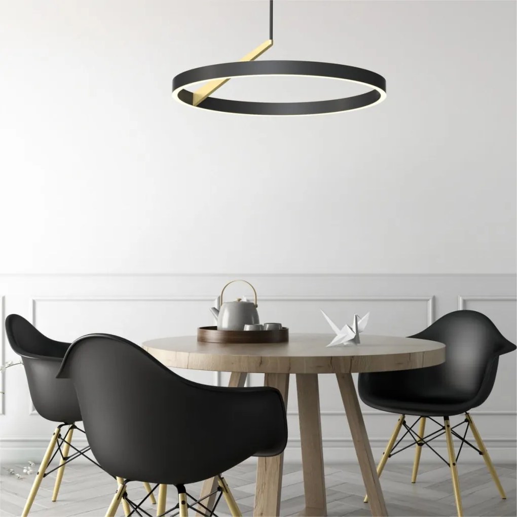 ZUMA LINE MD3689-1M-3BGT MALU Modern Led Függesztett Lámpa Fehér, Fekete, Arany LED IP20