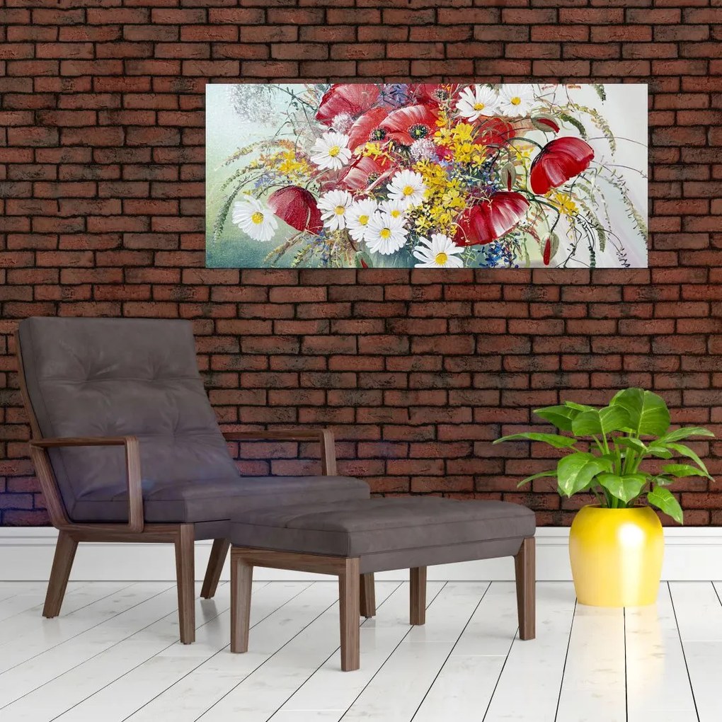 Egy váza képe vadvirágokkal (120x50 cm)