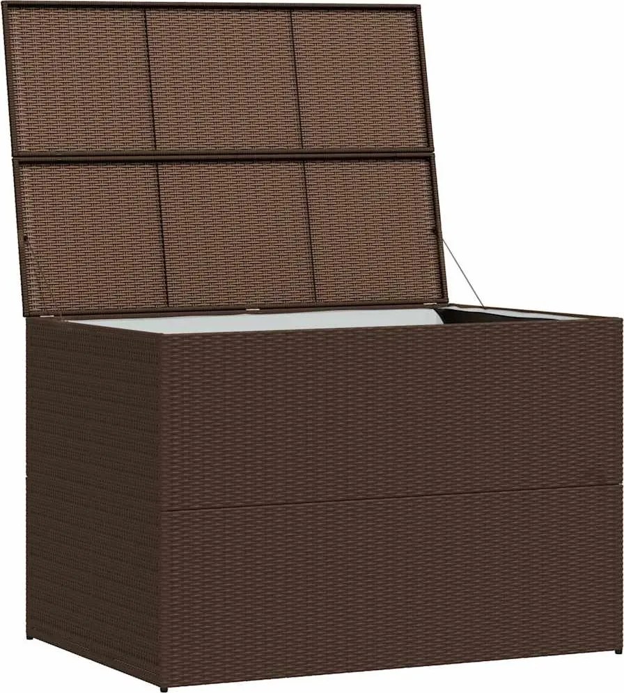 Barna Polyrattan Kerti Tárolóláda 150 X 100 X 100 Cm